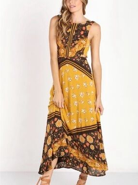 Free People Sunrise Oblivion Dress in Antique Gold Combo